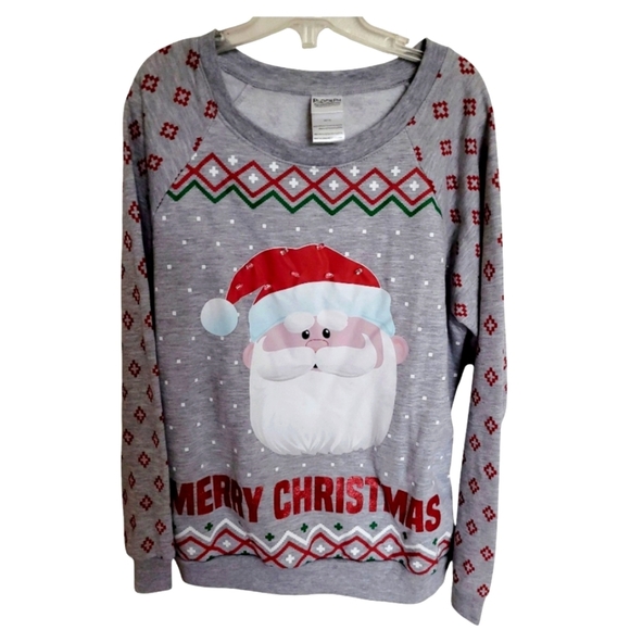 Rudolph the Red Nose Reindeer Gray Red Santa Christmas Sweater Size Medium - Picture 1 of 7